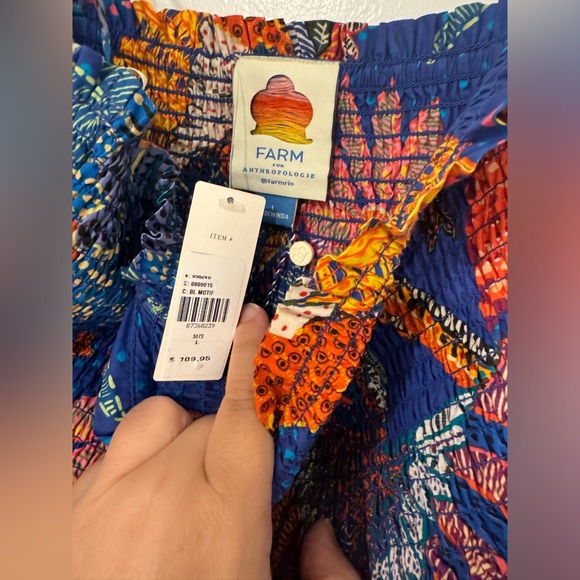 Farm Rio x Anthropologie Smocked colorful dress, NWT, size L - Picture 4 of 4